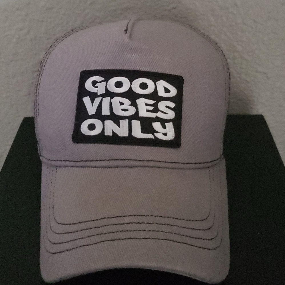 Grey "GOOD VIBES ONLY"  Snap Back Hat